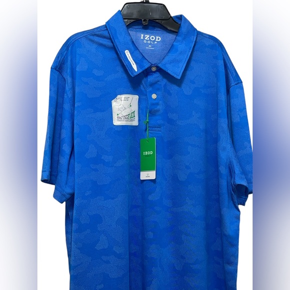 IZOD GOLF GRID POLO SHIRT BLUE COLOR SHORT SLEEVE NEBULAS BLUE SIZE EXTRA LARGE - Picture 4 of 14